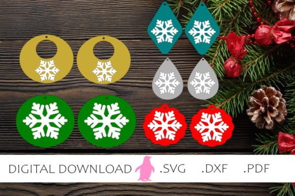 2 Layer Snowflake Winter Earrings: 3D SVG Shapes