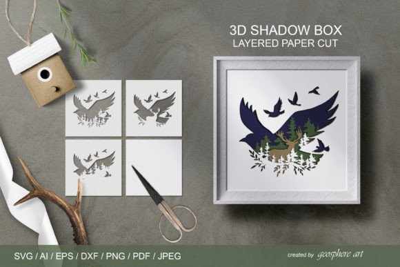 Bird Layered Paper Cut SVG Files for 3D Shadow Boxes