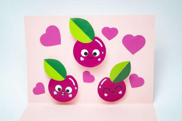 Cute Cherries 3D SVG for Greeting Cards