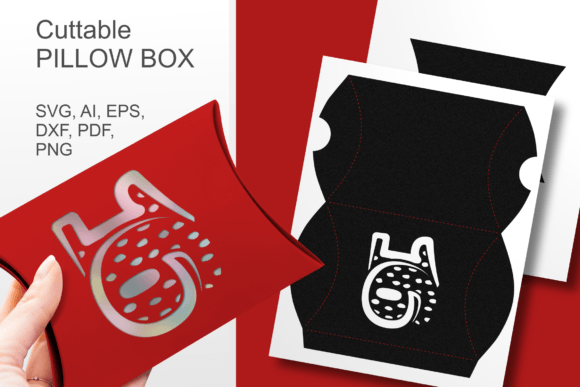 Number 16 Pillow Favor Box Template SVG: 3D SVG Gift Boxes