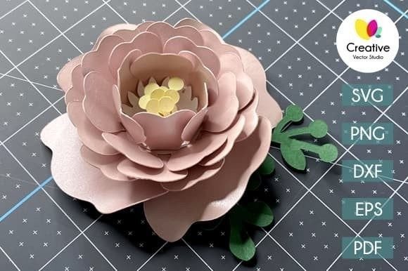 Paper Flower SVG Template №1: 3D SVG for Paper Flowers