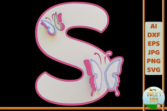 Popup Butterfly Monogram S: 3D SVG Shapes for Editorial Design