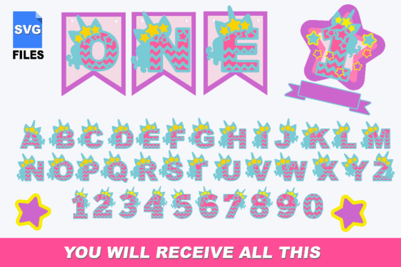 Unicorn Alphabet Banner: 3D SVG Shapes for Editorial Design