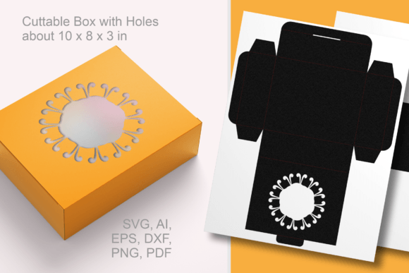 Wide Flourish Window Gift Box Template: 3D SVG Shapes